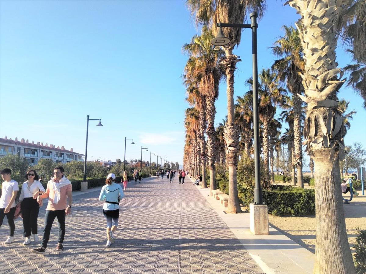 Apartamento 2 Hab En Malvarrosa A Metros De La Playa, Con Terraza Y Zonas Comun 3D Valensiya Dış mekan fotoğraf